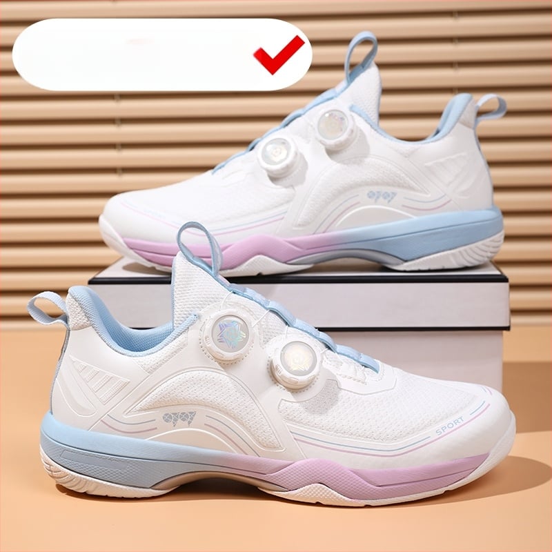 Badmintona kurpes ar oglekļa plāksni, tīklota augšdaļa, pretslīdes zole, Velcro aizdare, EVA vidējā zole – priekš badmintona un galda tenisa