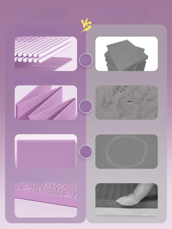 Longway saliekamā jogas paklājiņš – anti-slīdošs, TPE, 6–8 mm, 670 g