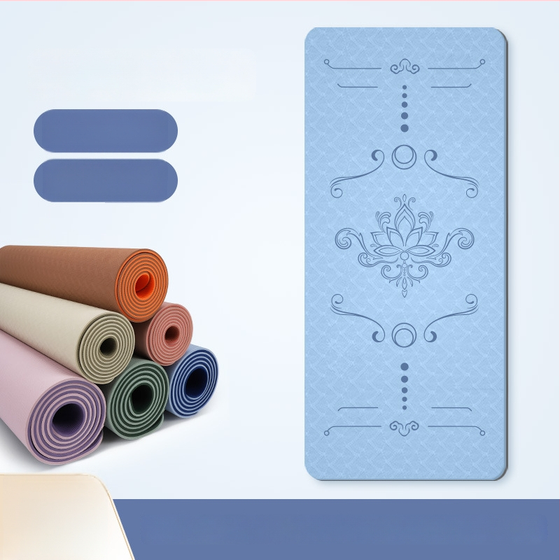 Jogas paklājs, antislīdējošs, 8 mm biezums, TPE materiāls, ziedu raksts, Ķīniešu stils
