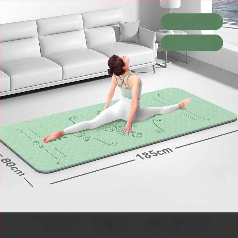 Jogas paklājs, antislīdējošs, 8 mm biezums, TPE materiāls, ziedu raksts, Ķīniešu stils