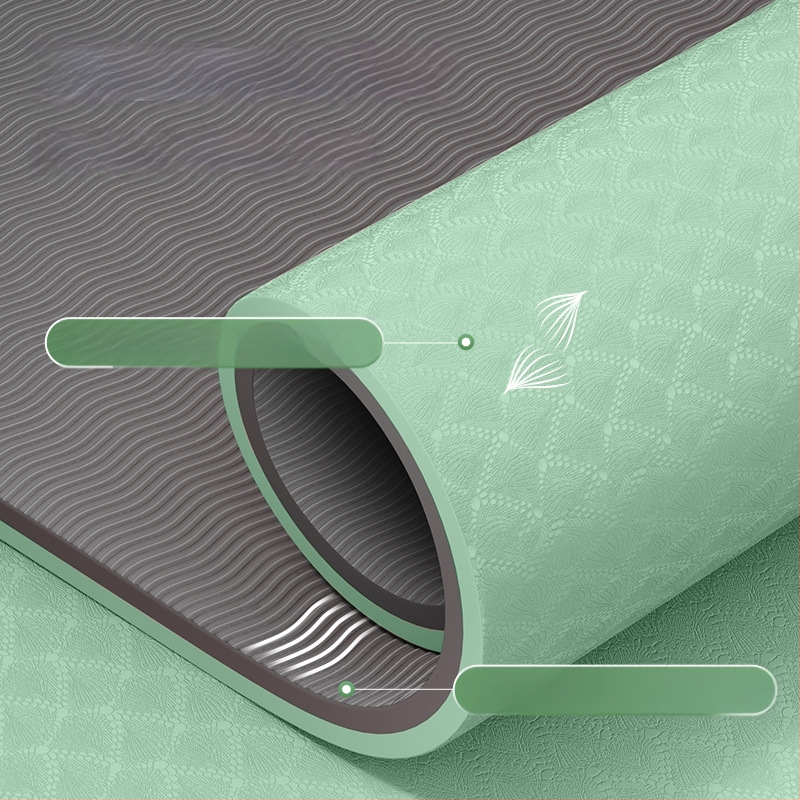 Jogas paklājs, antislīdējošs, 8 mm biezums, TPE materiāls, ziedu raksts, Ķīniešu stils