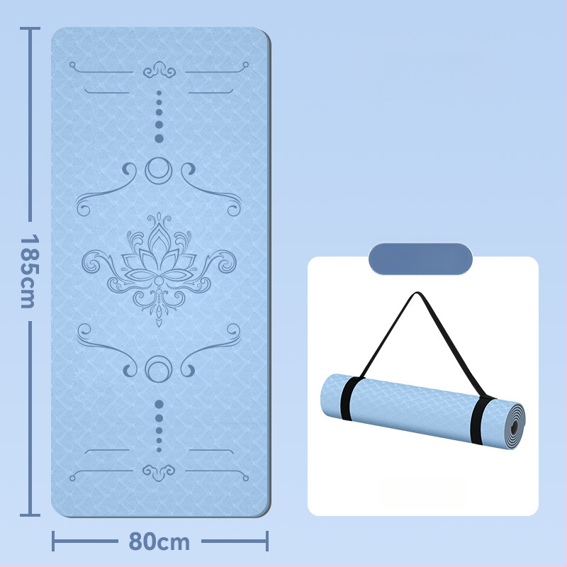 Jogas paklājs, antislīdējošs, 8 mm biezums, TPE materiāls, ziedu raksts, Ķīniešu stils