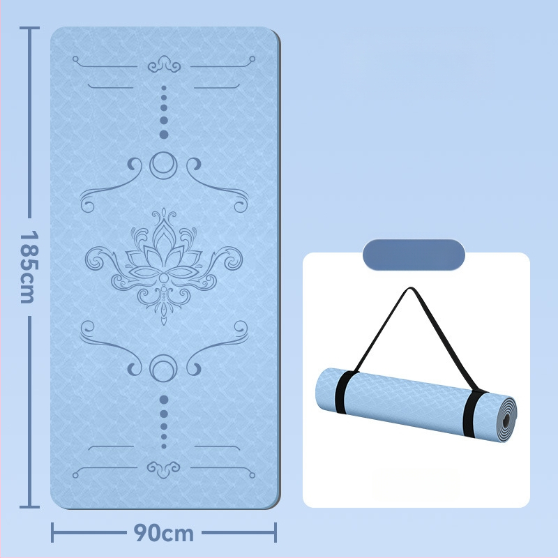 Jogas paklājs, antislīdējošs, 8 mm biezums, TPE materiāls, ziedu raksts, Ķīniešu stils