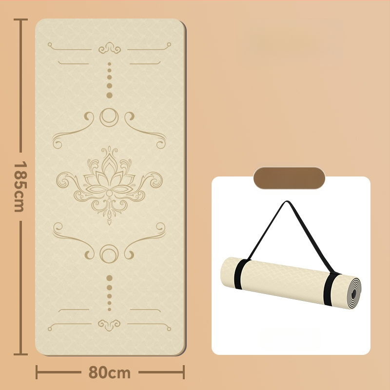 Jogas paklājs, antislīdējošs, 8 mm biezums, TPE materiāls, ziedu raksts, Ķīniešu stils