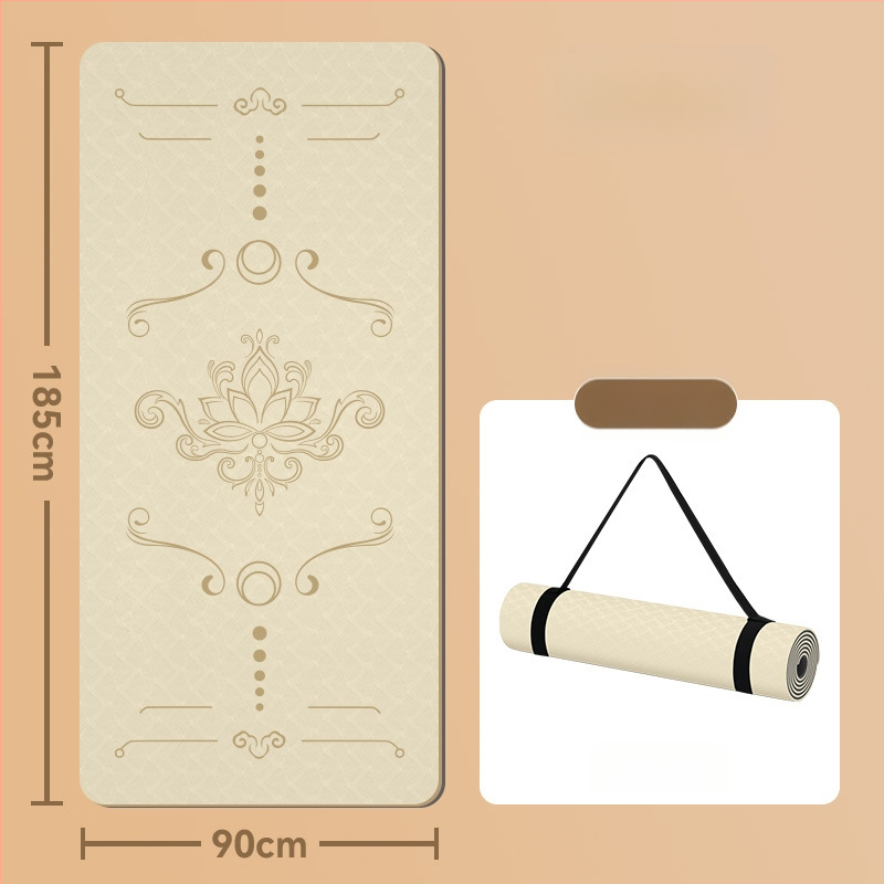 Jogas paklājs, antislīdējošs, 8 mm biezums, TPE materiāls, ziedu raksts, Ķīniešu stils