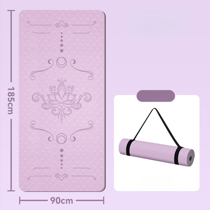 Jogas paklājs, antislīdējošs, 8 mm biezums, TPE materiāls, ziedu raksts, Ķīniešu stils