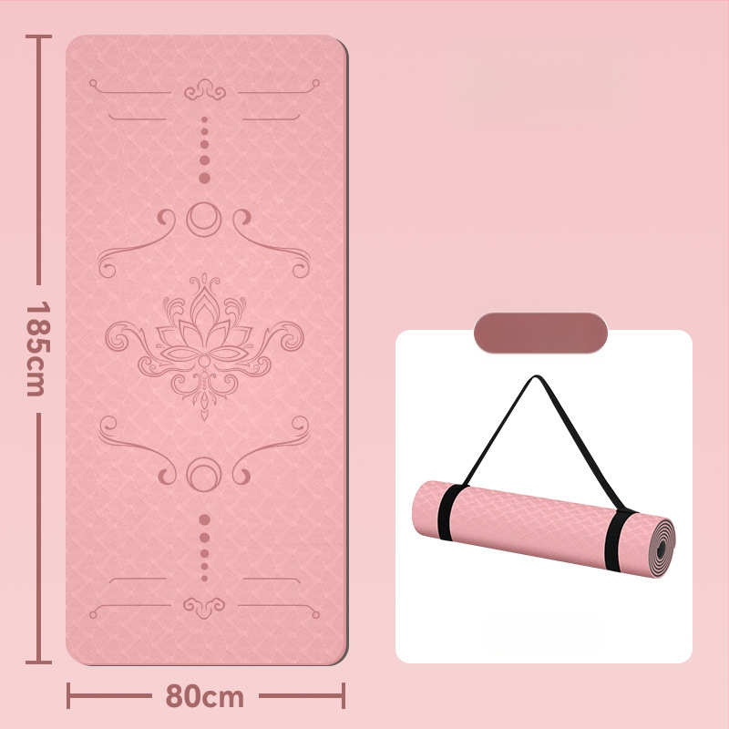 Jogas paklājs, antislīdējošs, 8 mm biezums, TPE materiāls, ziedu raksts, Ķīniešu stils