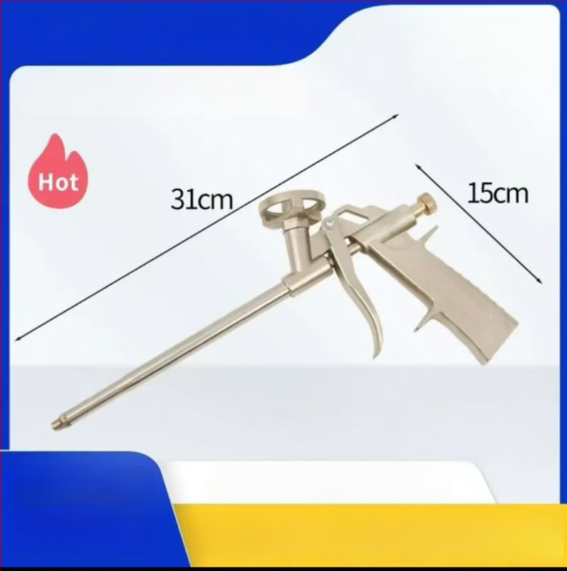 Visiškai metalinis putų purškimo pistoletas be valymo, išplėstas antgalis PU putų sandarinimui durims ir langams