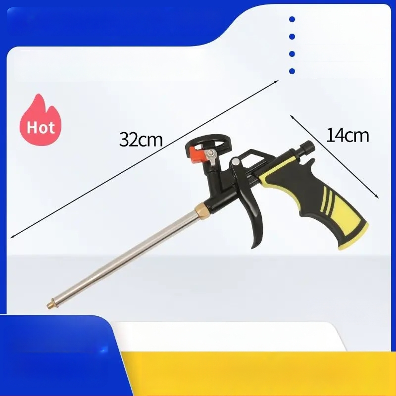 Visiškai metalinis putų purškimo pistoletas be valymo, išplėstas antgalis PU putų sandarinimui durims ir langams