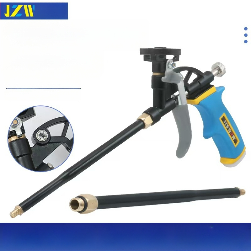 Visiškai metalinis putų purškimo pistoletas be valymo, išplėstas antgalis PU putų sandarinimui durims ir langams