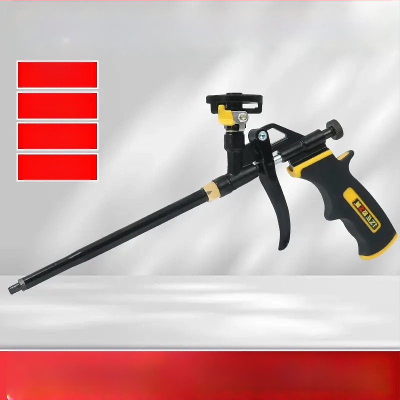 Visiškai metalinis putų purškimo pistoletas be valymo, išplėstas antgalis PU putų sandarinimui durims ir langams