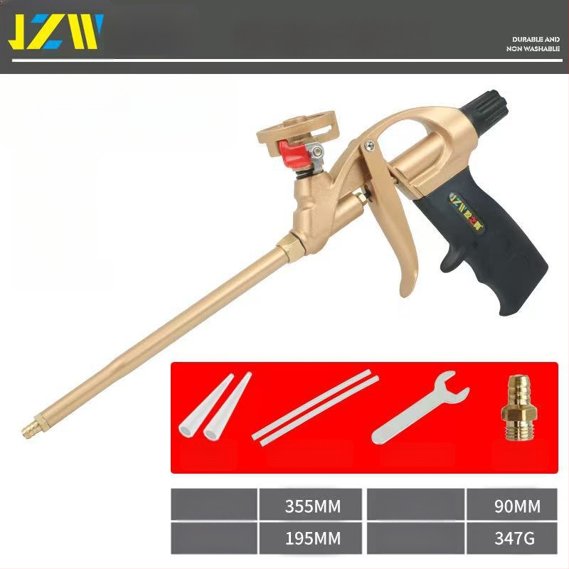 Visiškai metalinis putų purškimo pistoletas be valymo, išplėstas antgalis PU putų sandarinimui durims ir langams