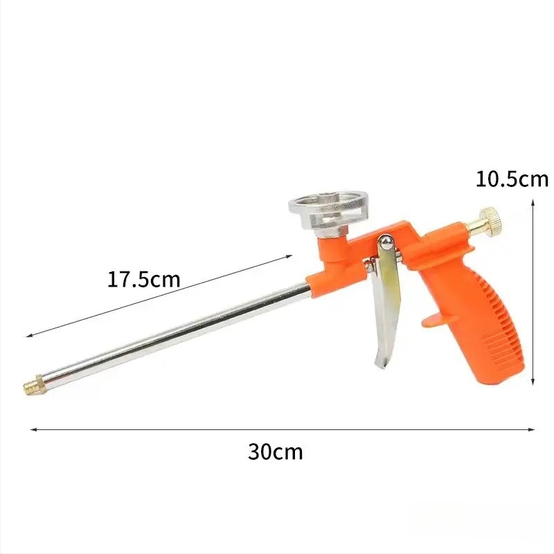 Visiškai metalinis putų purškimo pistoletas be valymo, išplėstas antgalis PU putų sandarinimui durims ir langams