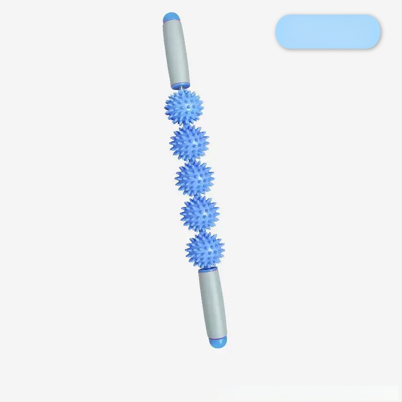 Vilka zobu masāžas nūja ar ērkšķu bumbiņu ruleti – fascijas atslābināšana mugurai, kājām un pēdām, jogas masāžas instruments