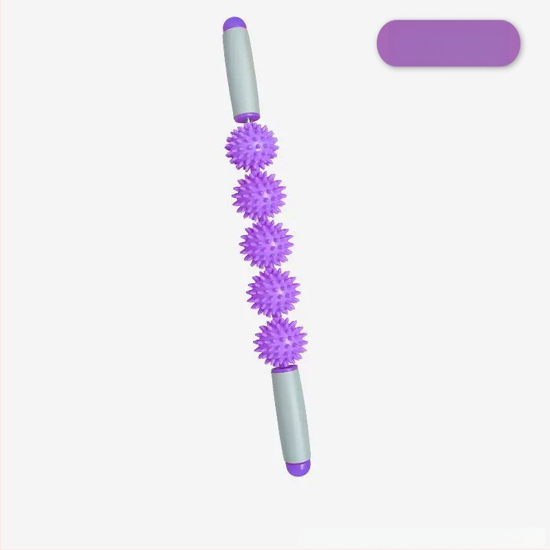 Vilka zobu masāžas nūja ar ērkšķu bumbiņu ruleti – fascijas atslābināšana mugurai, kājām un pēdām, jogas masāžas instruments