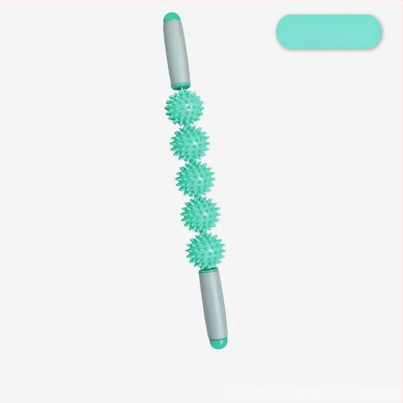 Vilka zobu masāžas nūja ar ērkšķu bumbiņu ruleti – fascijas atslābināšana mugurai, kājām un pēdām, jogas masāžas instruments