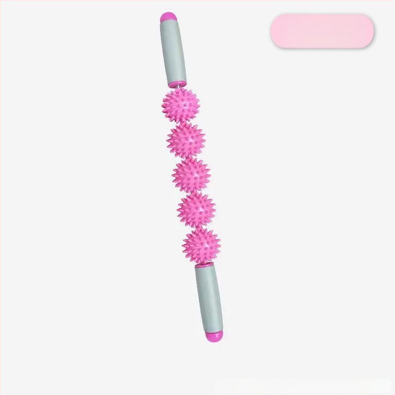 Vilka zobu masāžas nūja ar ērkšķu bumbiņu ruleti – fascijas atslābināšana mugurai, kājām un pēdām, jogas masāžas instruments