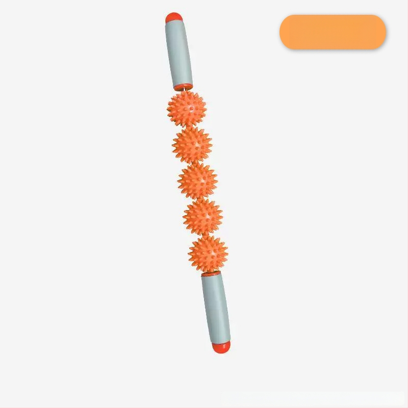 Vilka zobu masāžas nūja ar ērkšķu bumbiņu ruleti – fascijas atslābināšana mugurai, kājām un pēdām, jogas masāžas instruments