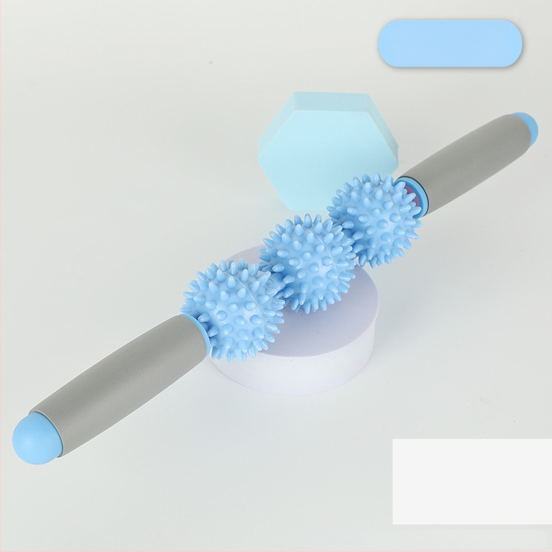 Vilka zobu masāžas nūja ar ērkšķu bumbiņu ruleti – fascijas atslābināšana mugurai, kājām un pēdām, jogas masāžas instruments