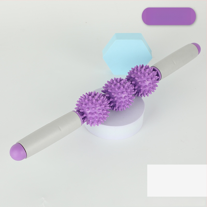 Vilka zobu masāžas nūja ar ērkšķu bumbiņu ruleti – fascijas atslābināšana mugurai, kājām un pēdām, jogas masāžas instruments