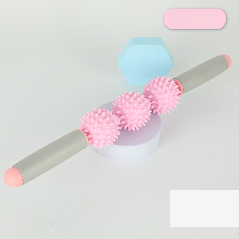 Vilka zobu masāžas nūja ar ērkšķu bumbiņu ruleti – fascijas atslābināšana mugurai, kājām un pēdām, jogas masāžas instruments