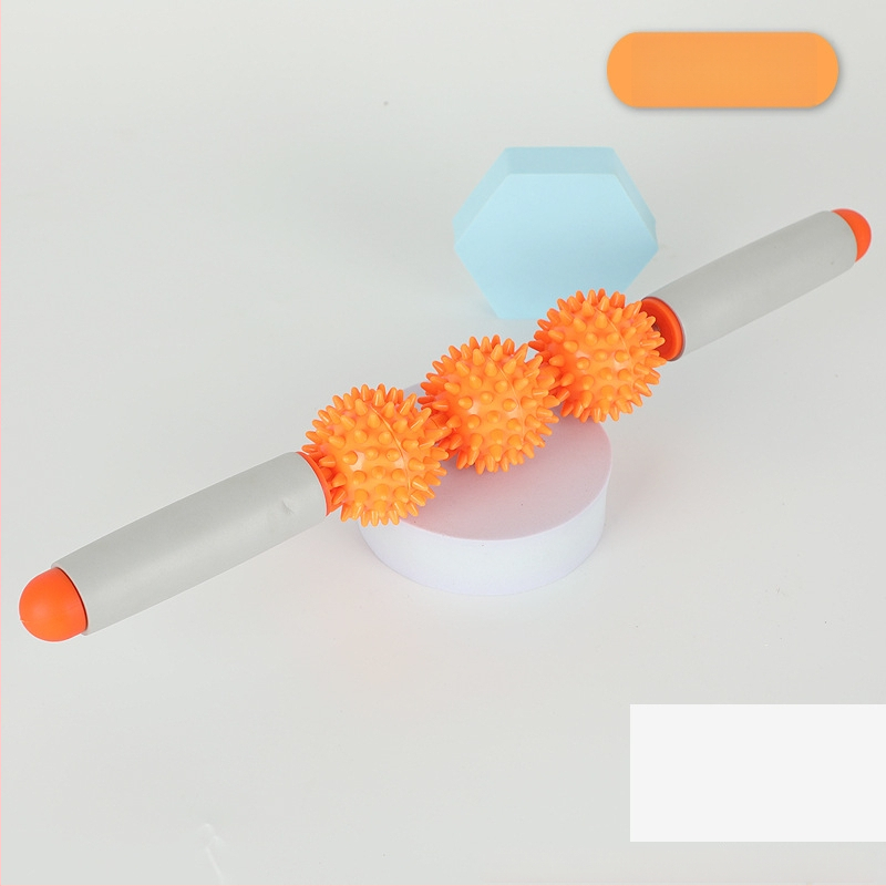 Vilka zobu masāžas nūja ar ērkšķu bumbiņu ruleti – fascijas atslābināšana mugurai, kājām un pēdām, jogas masāžas instruments