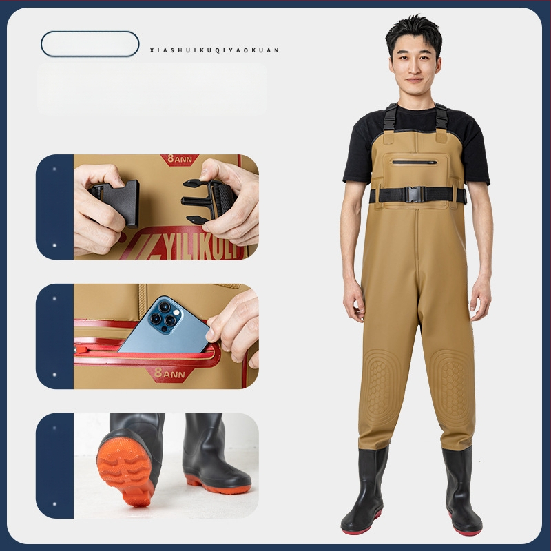 Unisex žvejybos lietaus apranga su integruotomis vandens kelnįmis – atspari vandeniui, dilimui, visus metų laikus