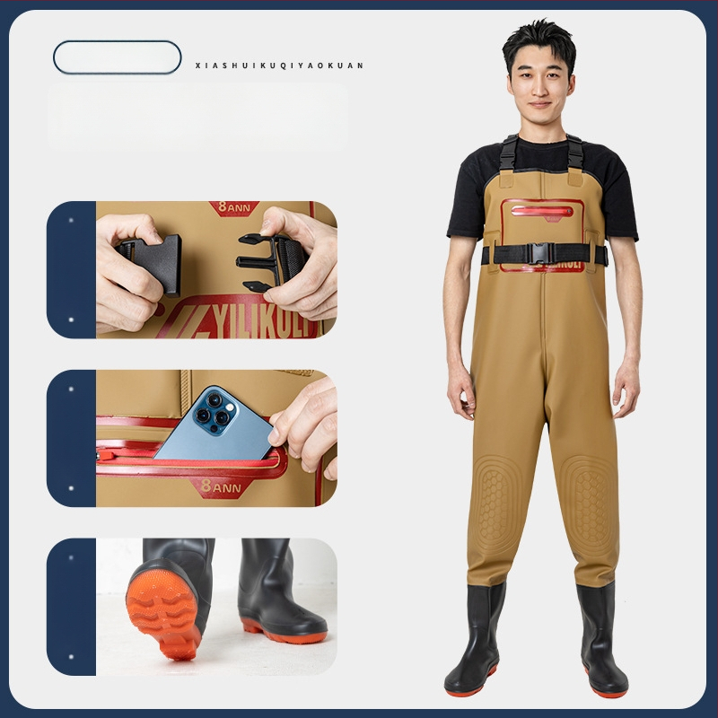 Unisex žvejybos lietaus apranga su integruotomis vandens kelnįmis – atspari vandeniui, dilimui, visus metų laikus