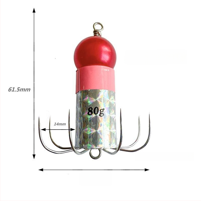 Gaismas āķis no nerūsējoša tērauda astoņkājām un kalmāriem, ar mīkstu āķa dizainu un aizsardzību pret aizķeršanos pie dibena