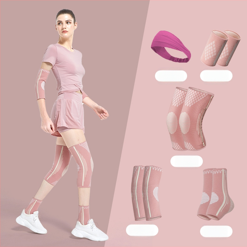 Kombinirana skup zaštitnih sportskih uređaja za zapešća, lakat, koljena i gležnjeve – najlon konstrukcija; univerzalna veličina;pogodno za odbojku