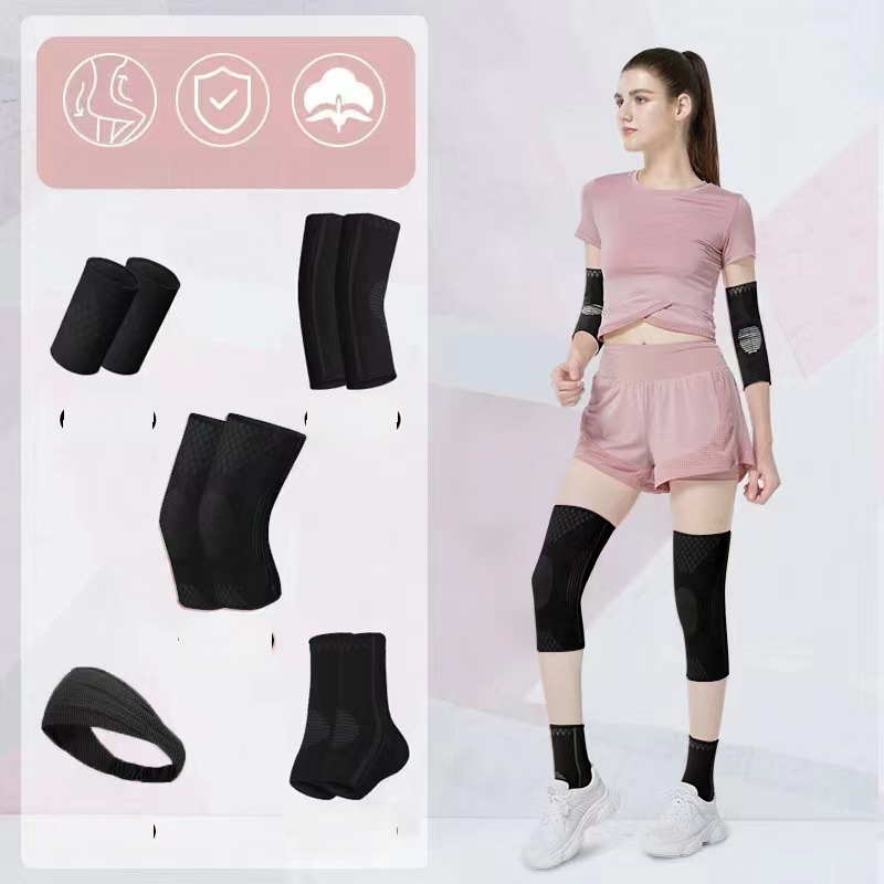 Kombinirana skup zaštitnih sportskih uređaja za zapešća, lakat, koljena i gležnjeve – najlon konstrukcija; univerzalna veličina;pogodno za odbojku