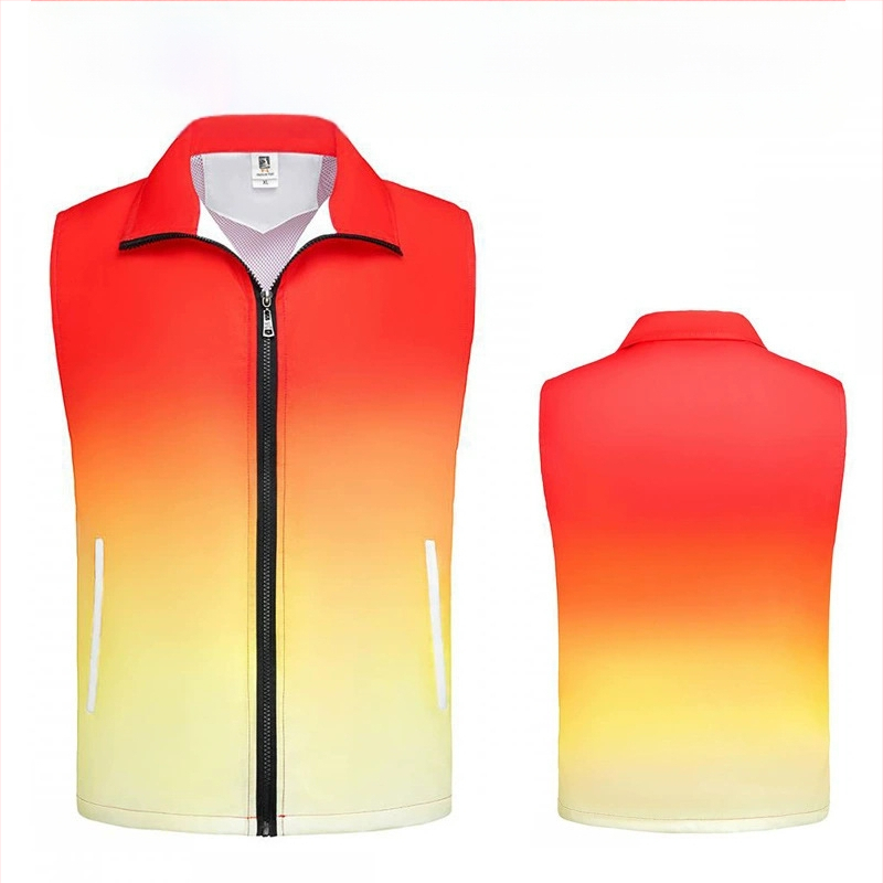 Brīvprātīgā veste ar gradienta rakstu, 100% poliesters, rāvējslēdzējs priekšā, vaļīgs piegriezums