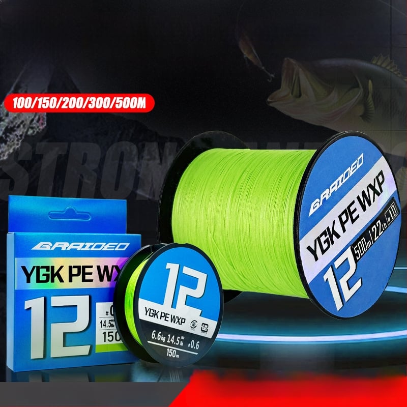 Galvenā PE līnija makšķerēšanai, 12 šķiedru, ārkārtīgi gluda, 10–100 lb, ygk pe wxp