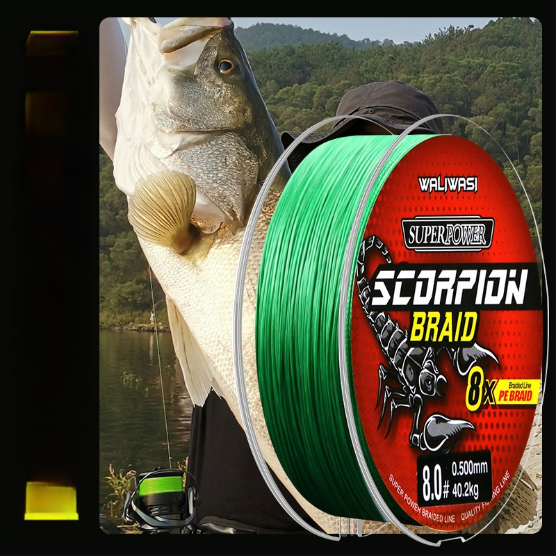 Galvenā zvejas līnija – PE materiāls, stipra izturība, kastē 100 gab., privāti zīmoli pieļaujami