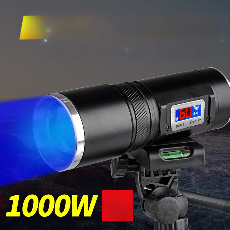 Lampa de pescuit de noapte cu patru surse de lumină, zoom, turelă laser de înaltă putere, alimentată cu baterii