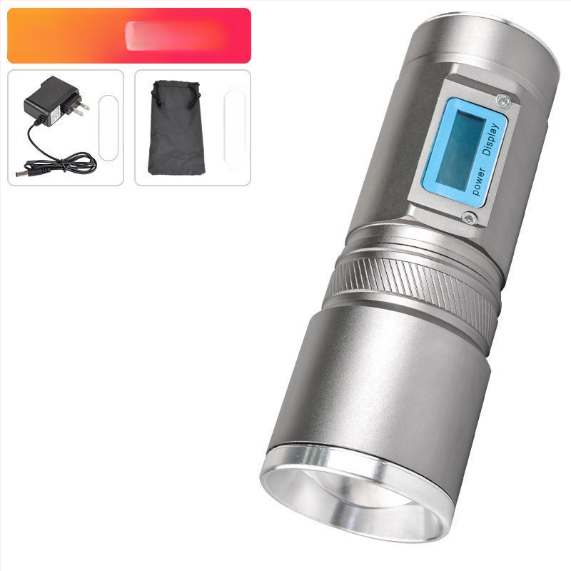 Lampa de pescuit de noapte cu patru surse de lumină, zoom, turelă laser de înaltă putere, alimentată cu baterii