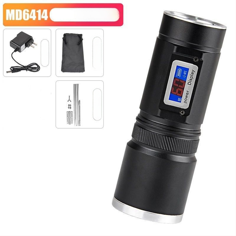 Lampa de pescuit de noapte cu patru surse de lumină, zoom, turelă laser de înaltă putere, alimentată cu baterii