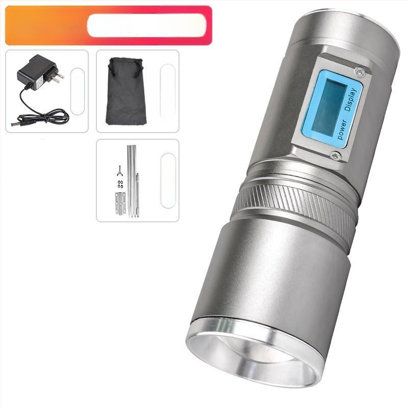 Lampa de pescuit de noapte cu patru surse de lumină, zoom, turelă laser de înaltă putere, alimentată cu baterii