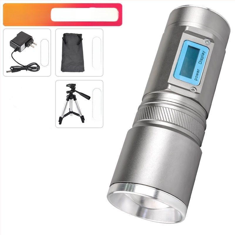 Lampa de pescuit de noapte cu patru surse de lumină, zoom, turelă laser de înaltă putere, alimentată cu baterii