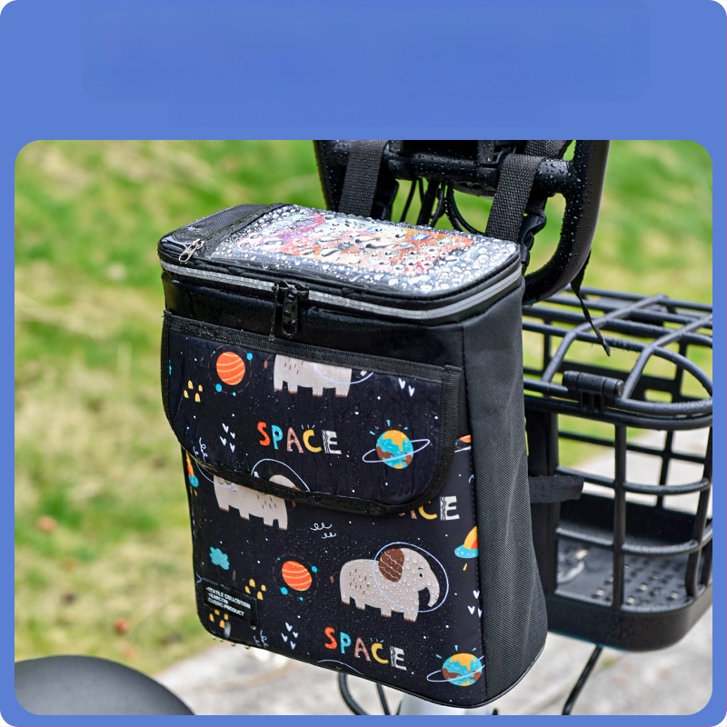 PVC velosipēda priekšējā uzglabāšanas soma ar iekšējo odere un telefona kabatu