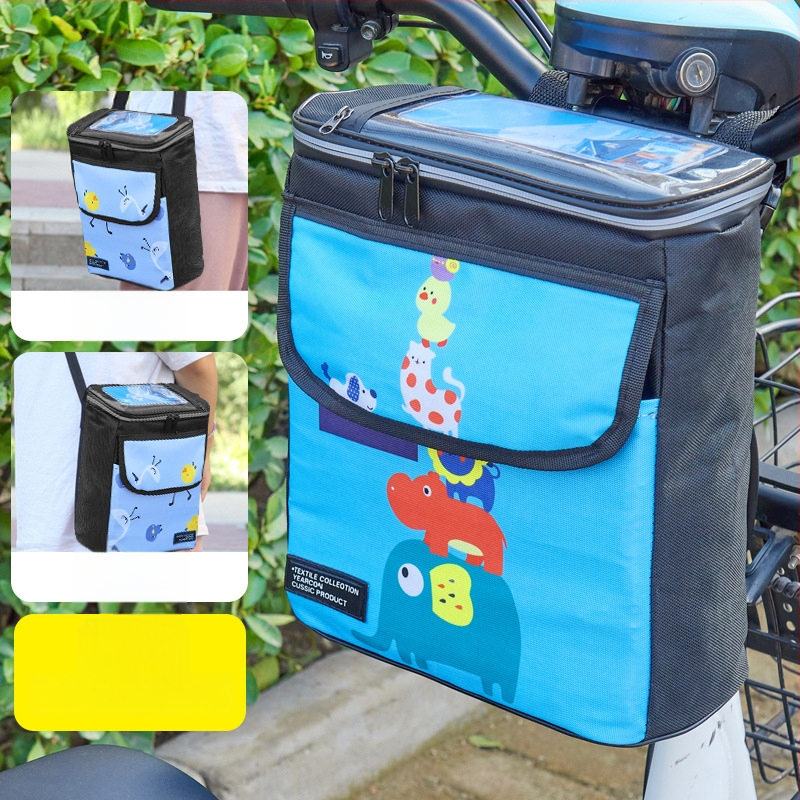 PVC velosipēda priekšējā uzglabāšanas soma ar iekšējo odere un telefona kabatu