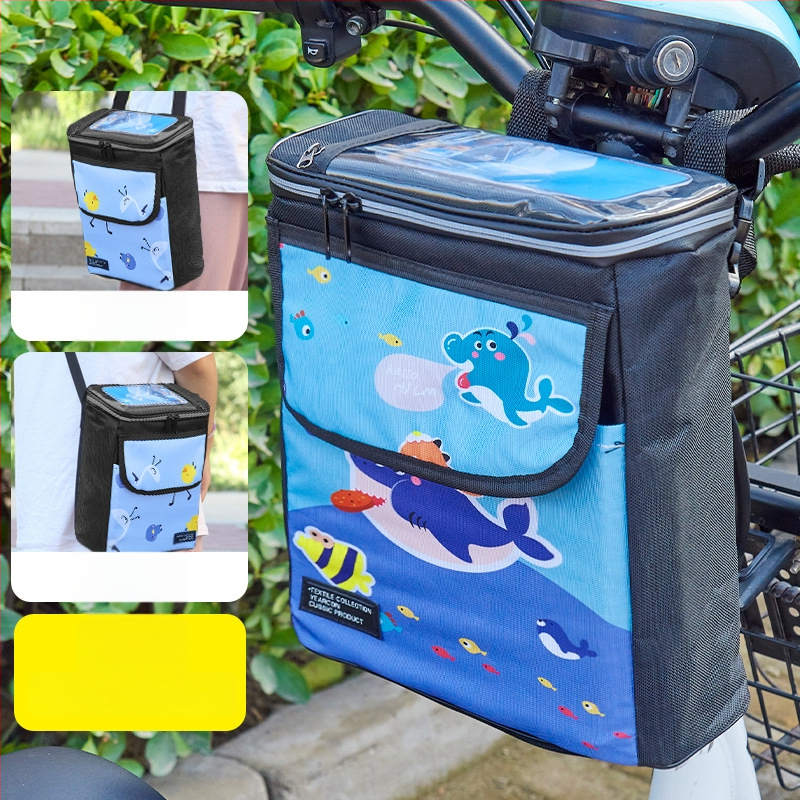 PVC velosipēda priekšējā uzglabāšanas soma ar iekšējo odere un telefona kabatu