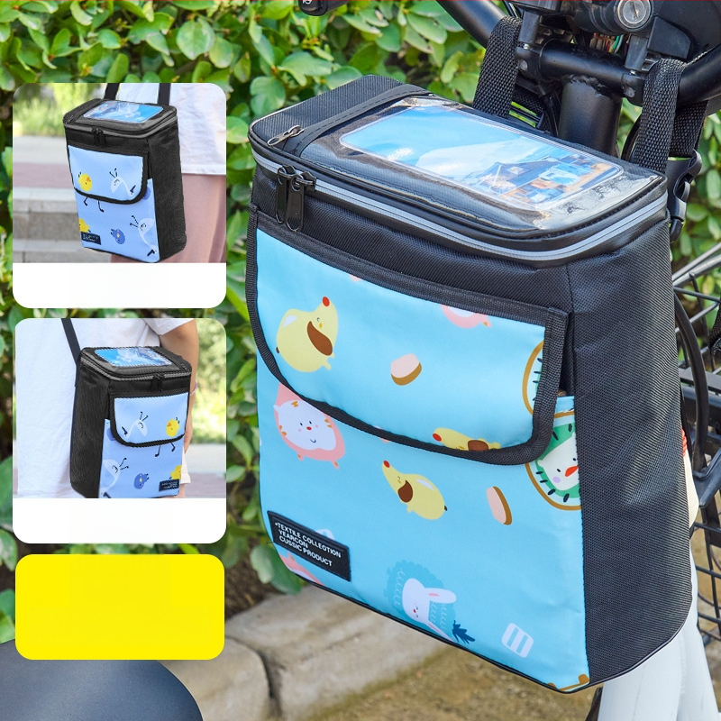 PVC velosipēda priekšējā uzglabāšanas soma ar iekšējo odere un telefona kabatu