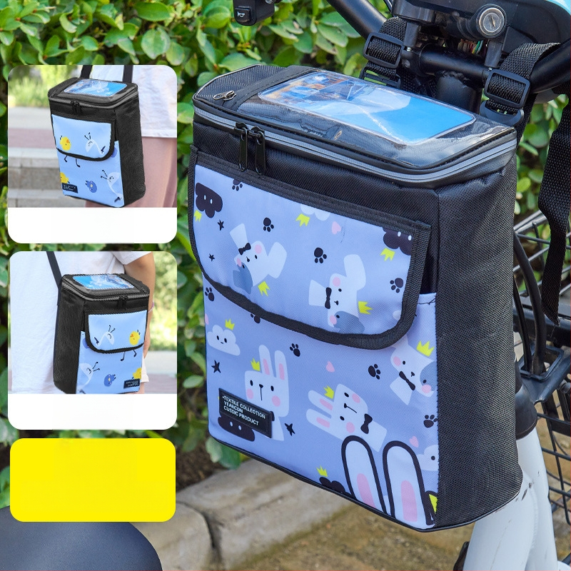 PVC velosipēda priekšējā uzglabāšanas soma ar iekšējo odere un telefona kabatu