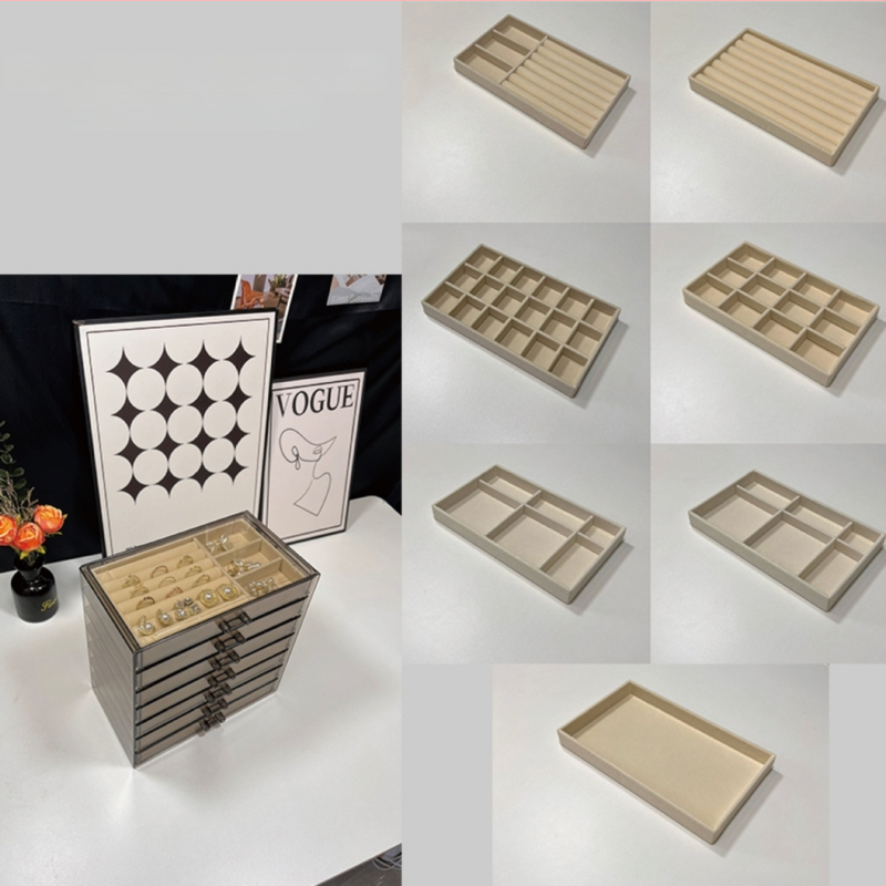 7 sluoksnių papuošalų dėžutė, didelė talpa auskarams ir karolijoms, stalinis saugojimas, dulkių ir drėgmės atspari, plastikas, paprastas modernus dizainas