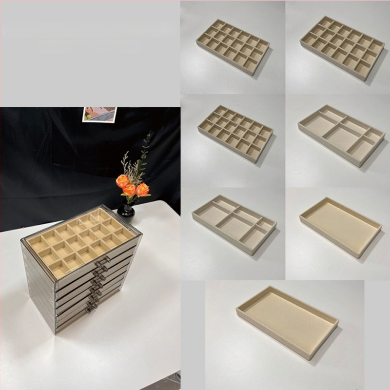7 sluoksnių papuošalų dėžutė, didelė talpa auskarams ir karolijoms, stalinis saugojimas, dulkių ir drėgmės atspari, plastikas, paprastas modernus dizainas