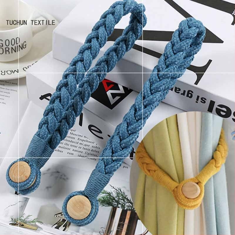 Koka aizkaru sprādze ar rokām adītu kokvilnas auklu joslu, magnētiskā sprādze, pielāgojama, jauna ķīniešu stila dizains