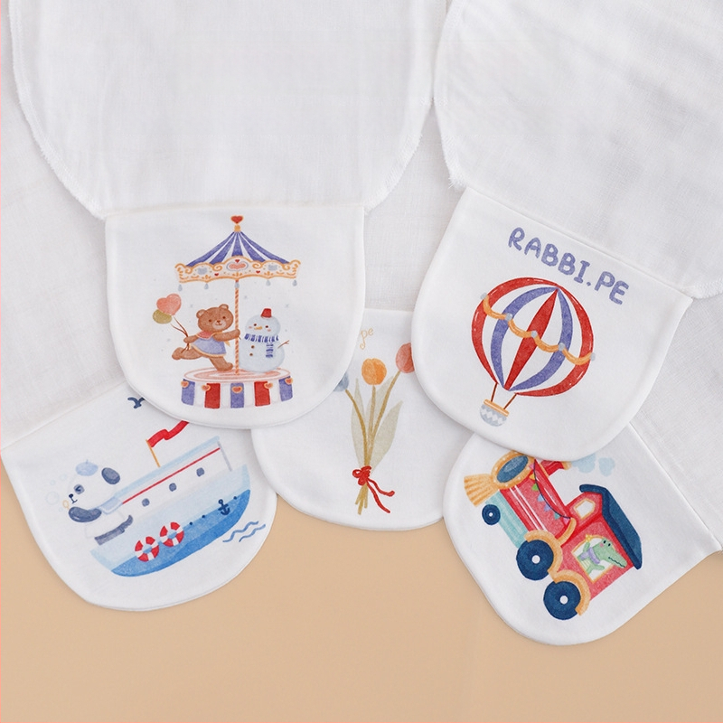 Baba/gyerek pamut-géz törölköző karikatúra mintával, légáteresztő tavasszal-nyáron