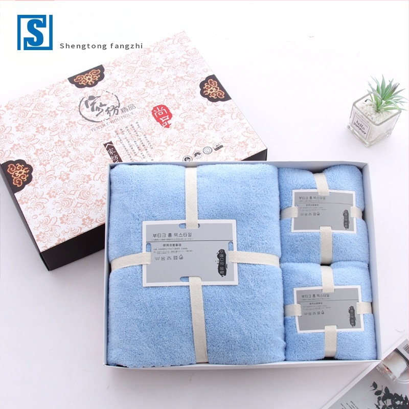 Koraļāla flīsa dvieļu dāvanu komplekts kastītē, trīs vienības, ar logo personalizāciju, 500 g