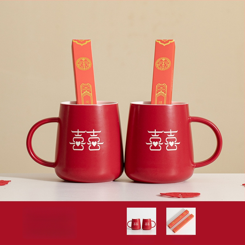 Porcelāna pāra mutes skalošanas krūzes kāzām – cilindriska, vienslāņa, izturīga augstām temperatūrām